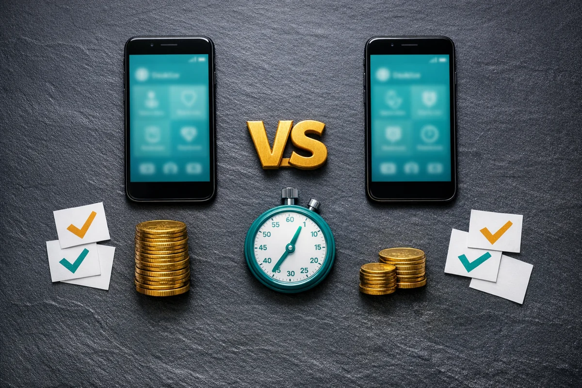 Abstract comparison illustration representing telehealth provider comparison